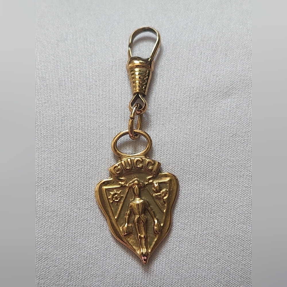 Authentic Vintage Gucci Knight Charm 24k Gold plated Bag Charm
